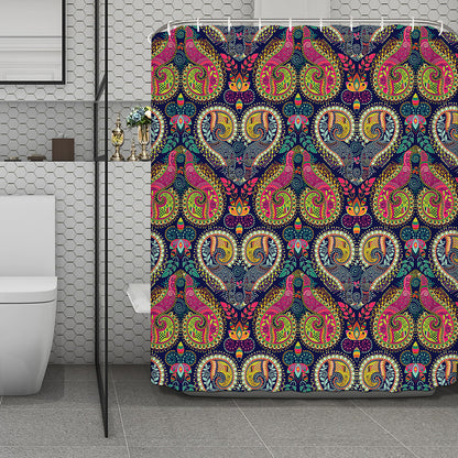 Colorful Boho Paisley Pattern Print Polyester Shower Curtain