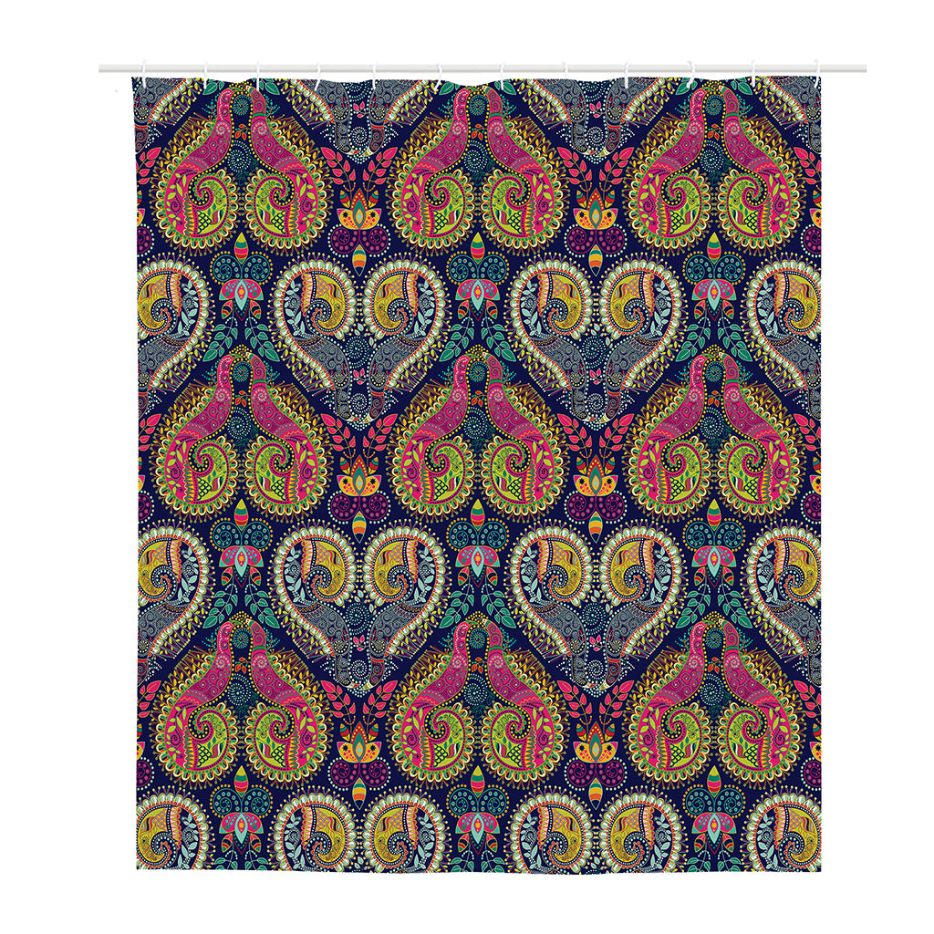 Colorful Boho Paisley Pattern Print Polyester Shower Curtain
