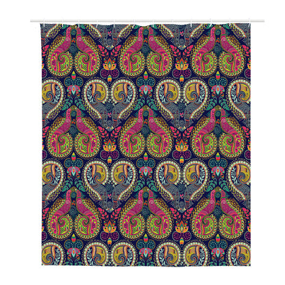 Colorful Boho Paisley Pattern Print Polyester Shower Curtain