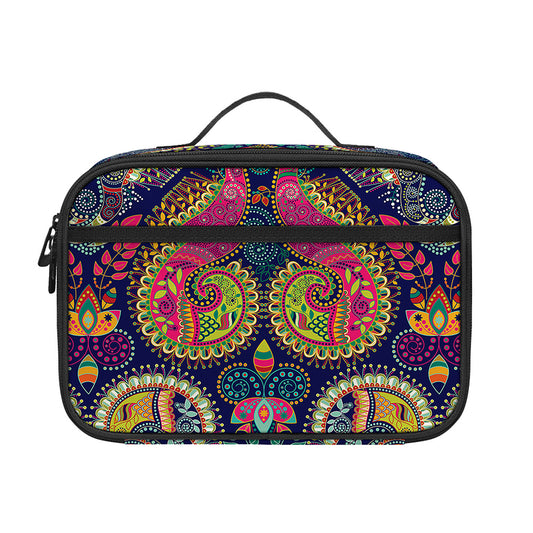 Colorful Boho Paisley Pattern Print Portable Lunch Bag