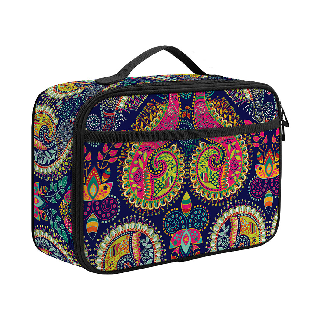 Colorful Boho Paisley Pattern Print Portable Lunch Bag