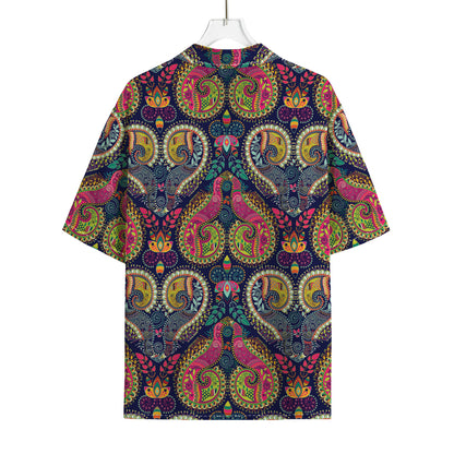 Colorful Boho Paisley Pattern Print Rayon Hawaiian Shirt