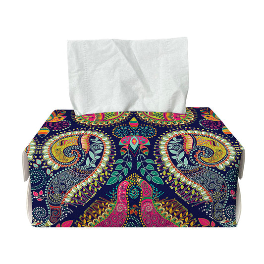 Colorful Boho Paisley Pattern Print Rectangle Tissue Box Cover