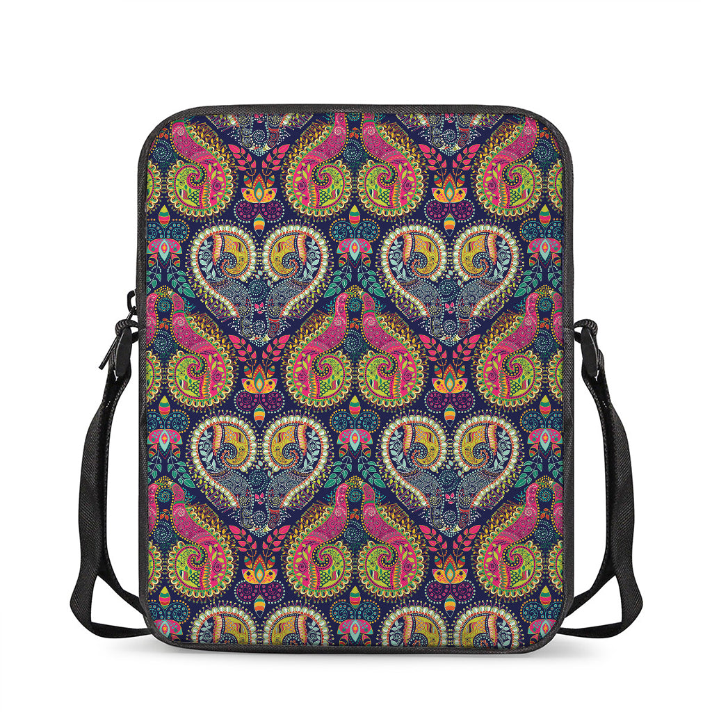 Colorful Boho Paisley Pattern Print Rectangular Crossbody Bag