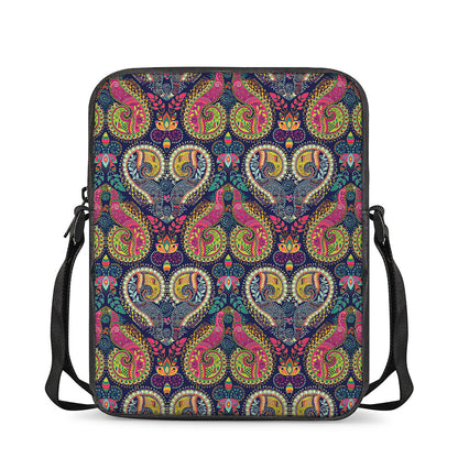 Colorful Boho Paisley Pattern Print Rectangular Crossbody Bag