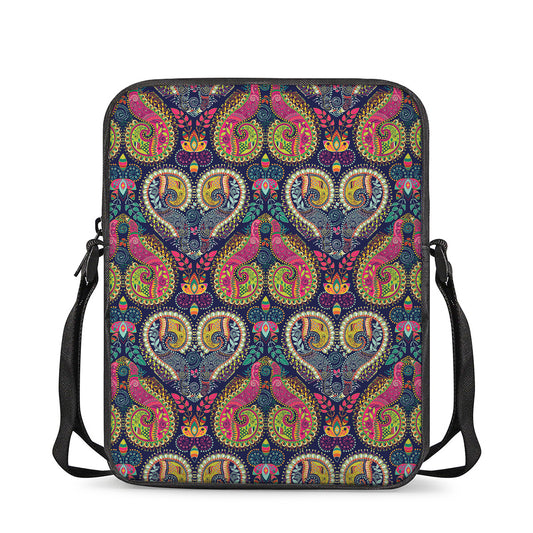 Colorful Boho Paisley Pattern Print Rectangular Crossbody Bag