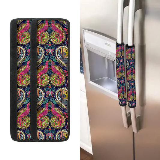 Colorful Boho Paisley Pattern Print Refrigerator Handle Covers