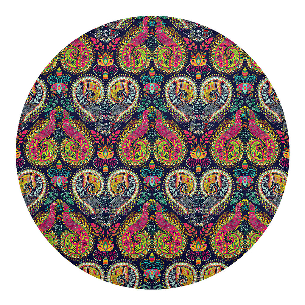 Colorful Boho Paisley Pattern Print Round Blanket