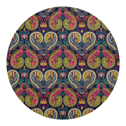 Colorful Boho Paisley Pattern Print Round Blanket