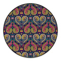 Colorful Boho Paisley Pattern Print Round Floor Mat