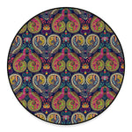 Colorful Boho Paisley Pattern Print Round Floor Mat