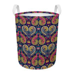 Colorful Boho Paisley Pattern Print Round Laundry Basket