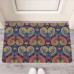 Colorful Boho Paisley Pattern Print Rubber Doormat