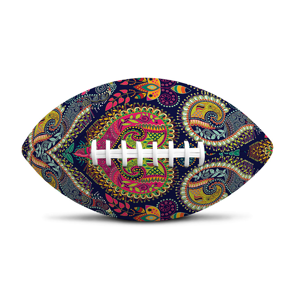 Colorful Boho Paisley Pattern Print Rugby Ball