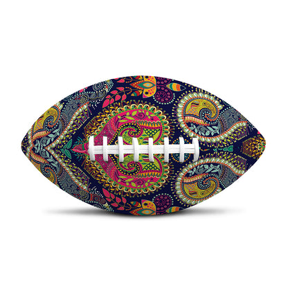 Colorful Boho Paisley Pattern Print Rugby Ball
