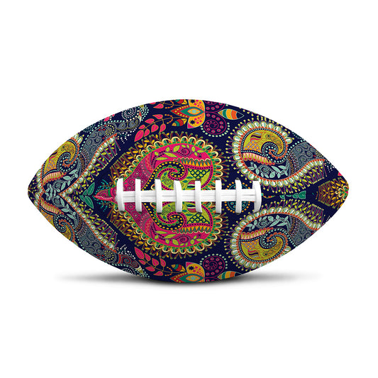 Colorful Boho Paisley Pattern Print Rugby Ball
