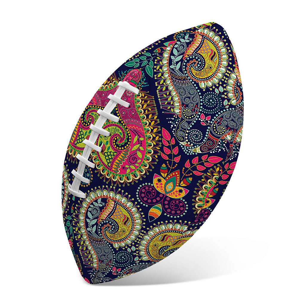 Colorful Boho Paisley Pattern Print Rugby Ball