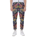 Colorful Boho Paisley Pattern Print Scuba Joggers