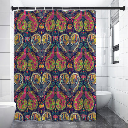 Colorful Boho Paisley Pattern Print Shower Curtain