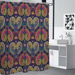 Colorful Boho Paisley Pattern Print Shower Curtain