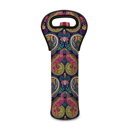 Colorful Boho Paisley Pattern Print Single Neoprene Wine Tote