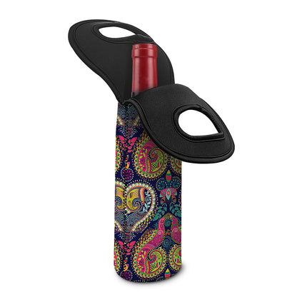 Colorful Boho Paisley Pattern Print Single Neoprene Wine Tote