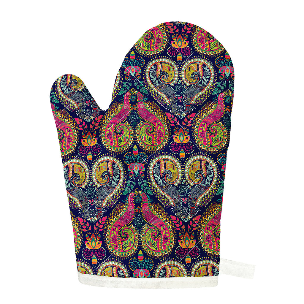 Colorful Boho Paisley Pattern Print Single Oven Mitt