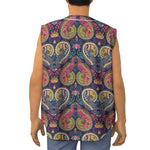 Colorful Boho Paisley Pattern Print Sleeveless Baseball Jersey