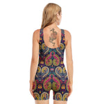 Colorful Boho Paisley Pattern Print Sleeveless One Piece Swimsuit