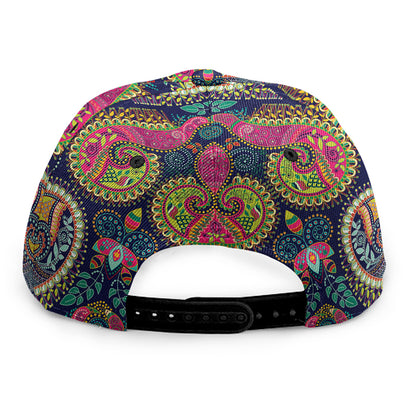 Colorful Boho Paisley Pattern Print Snapback Cap