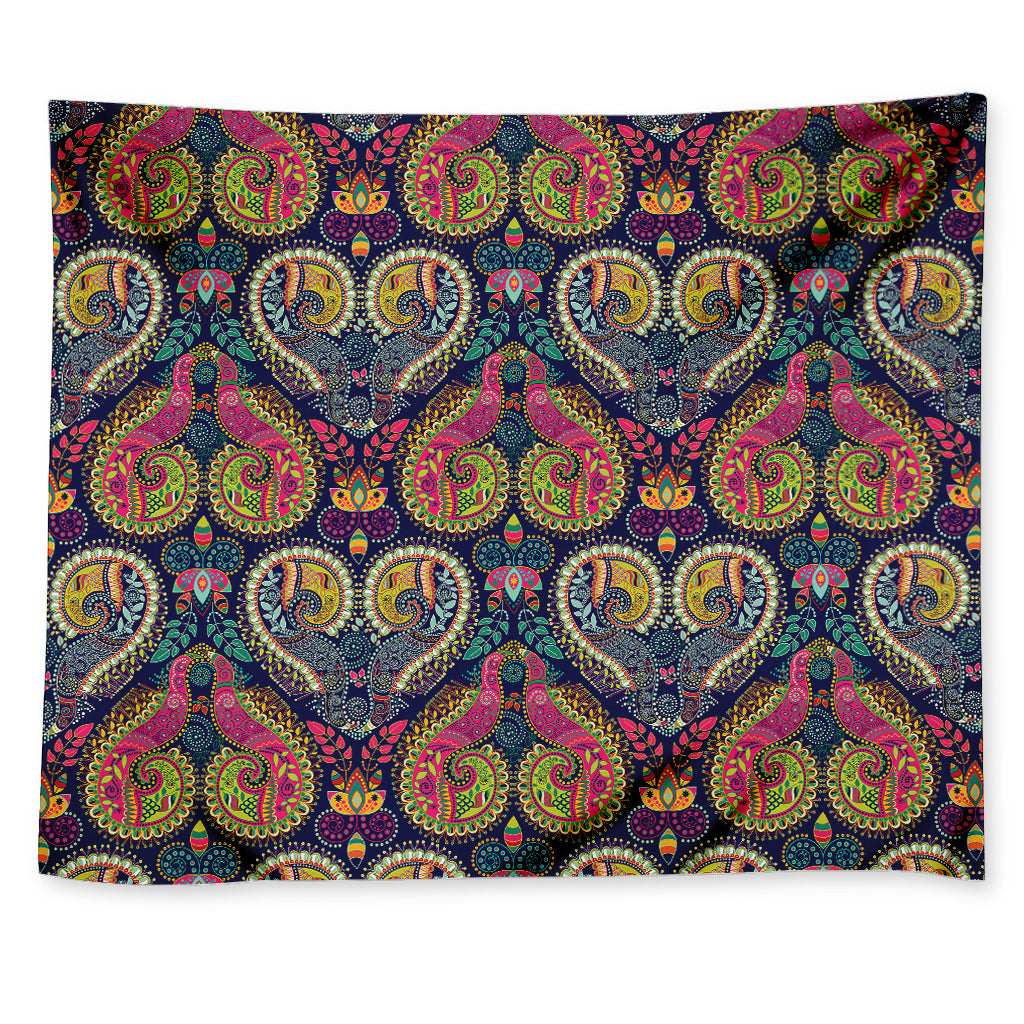 Colorful Boho Paisley Pattern Print Tapestry