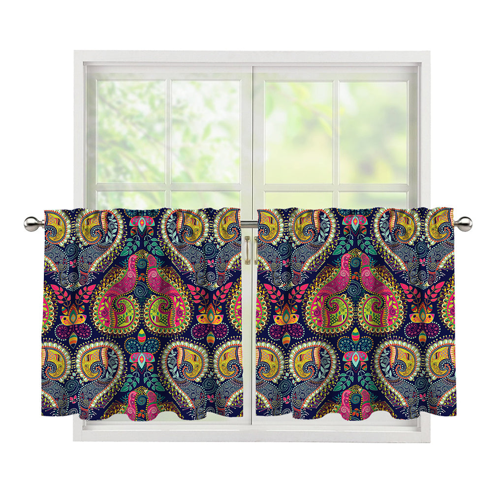 Colorful Boho Paisley Pattern Print Tier Curtains