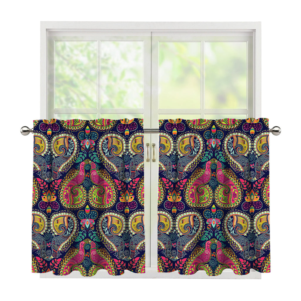 Colorful Boho Paisley Pattern Print Tier Curtains