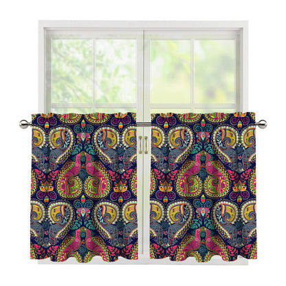 Colorful Boho Paisley Pattern Print Tier Curtains