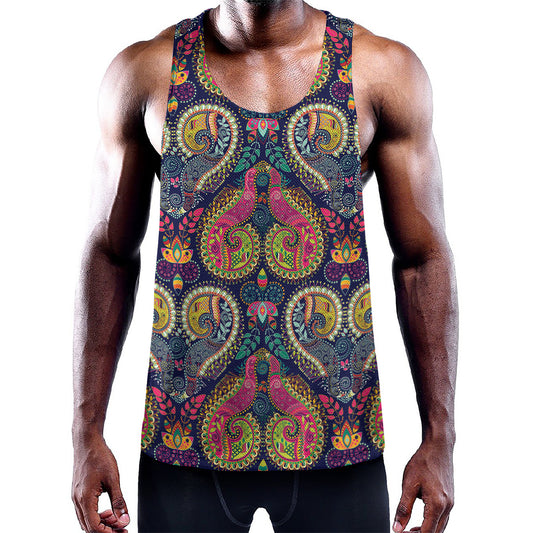 Colorful Boho Paisley Pattern Print Training Tank Top