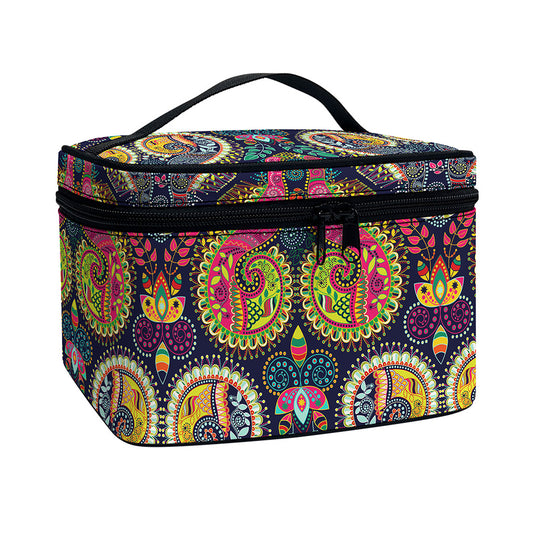Colorful Boho Paisley Pattern Print Travel Makeup Bag