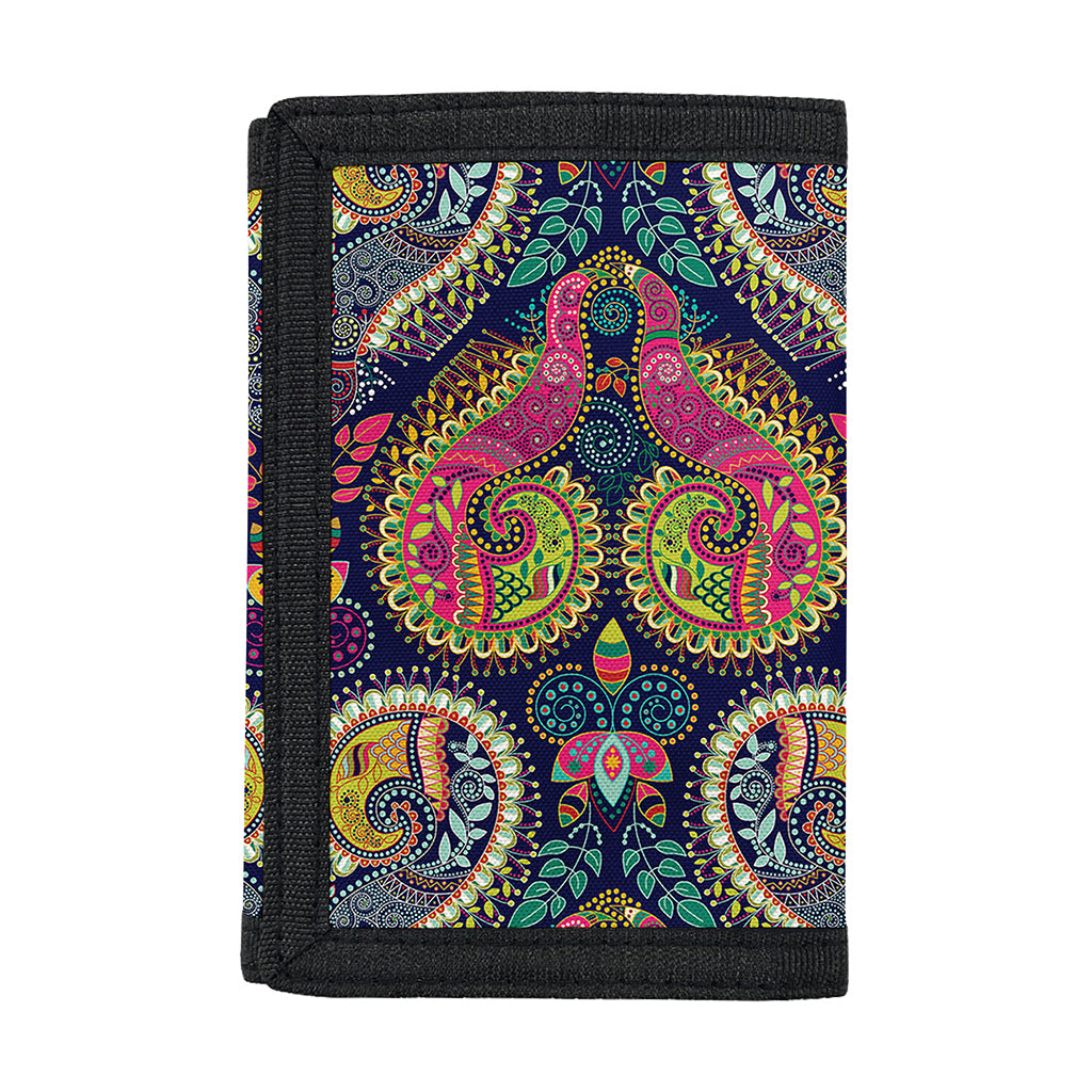 Colorful Boho Paisley Pattern Print Trifold Wallet