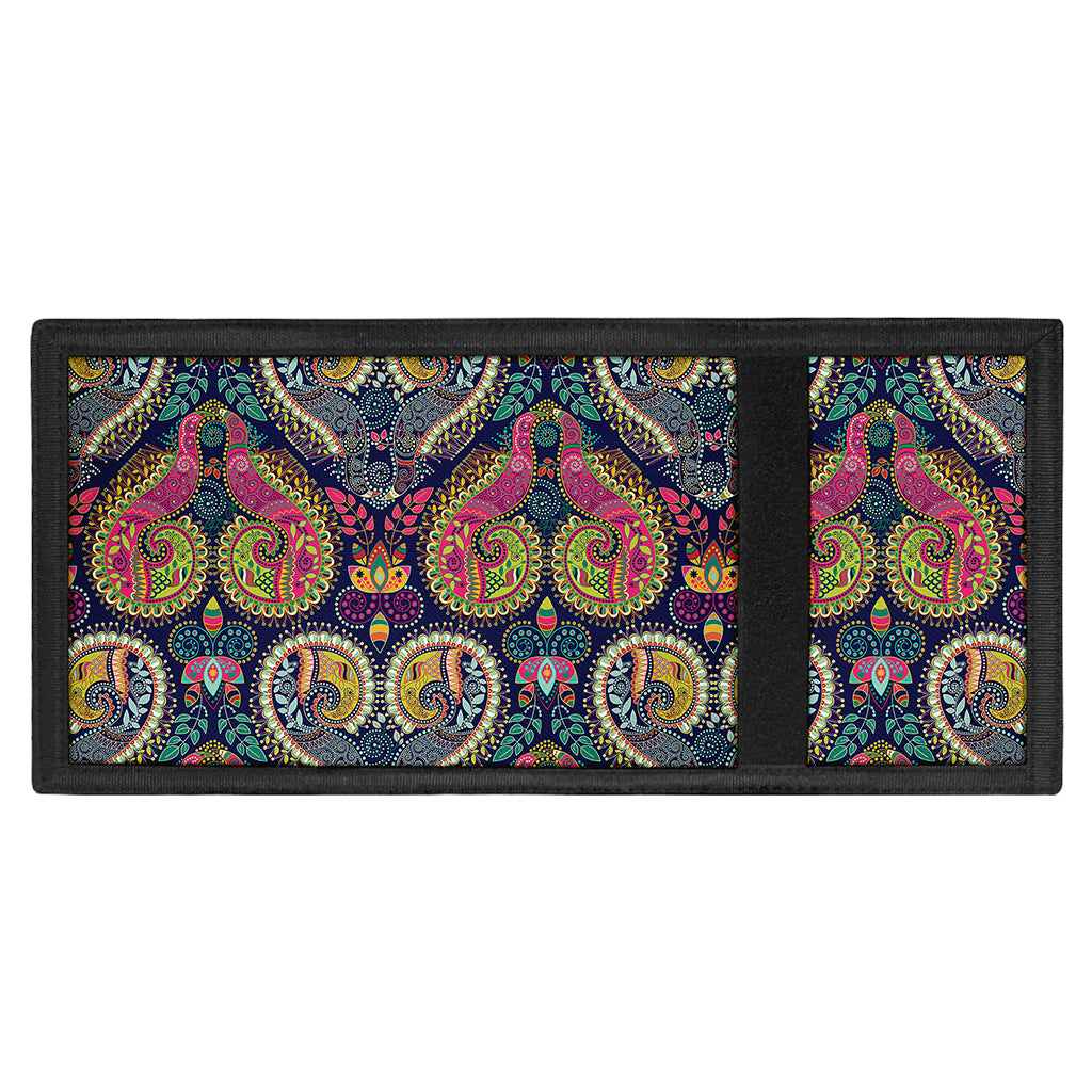 Colorful Boho Paisley Pattern Print Trifold Wallet