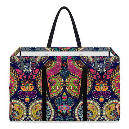 Colorful Boho Paisley Pattern Print Utility Tote Bag
