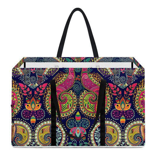 Colorful Boho Paisley Pattern Print Utility Tote Bag