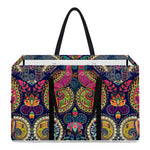 Colorful Boho Paisley Pattern Print Utility Tote Bag