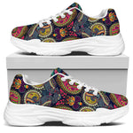 Colorful Boho Paisley Pattern Print White Chunky Shoes