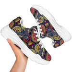 Colorful Boho Paisley Pattern Print White Chunky Shoes