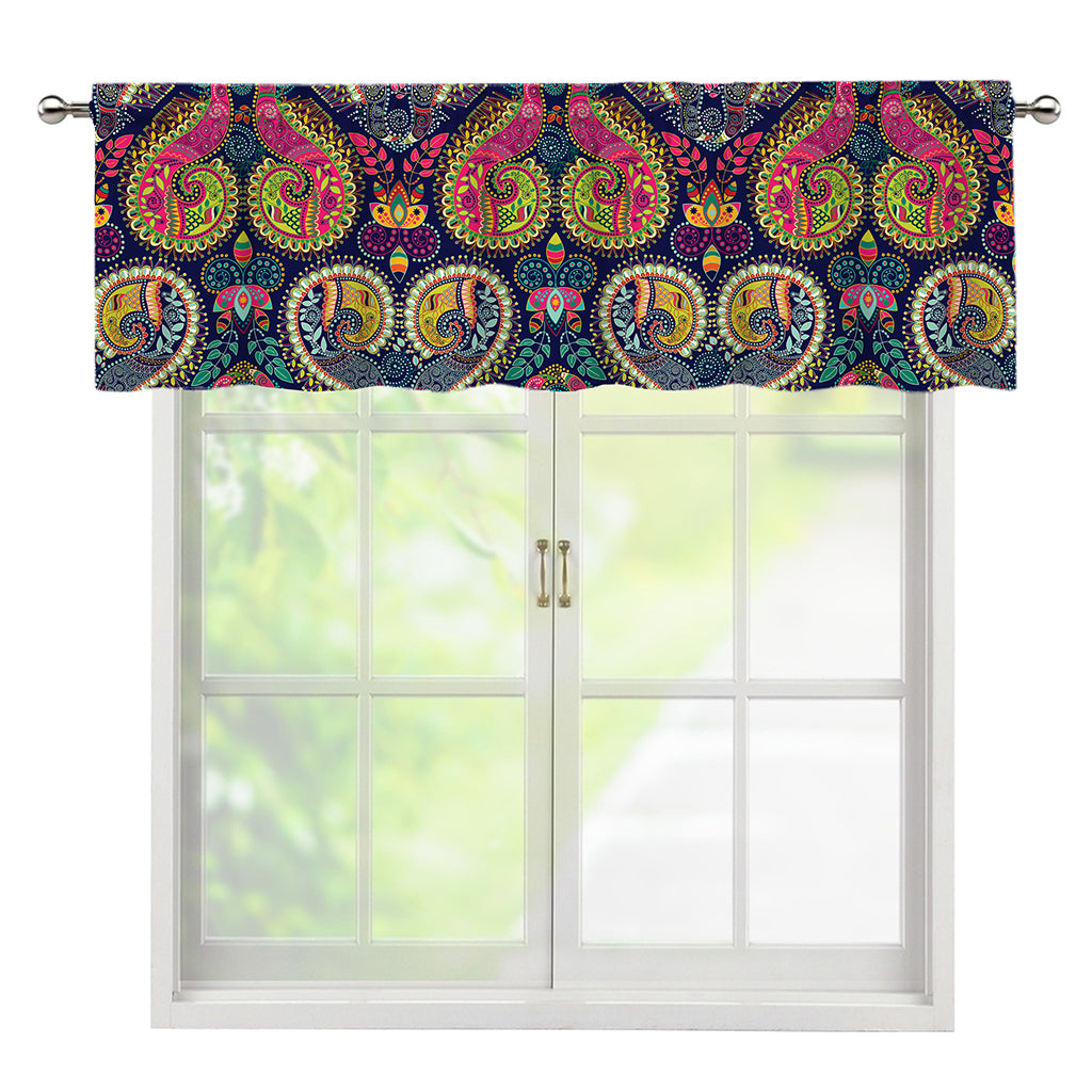 Colorful Boho Paisley Pattern Print Window Valance