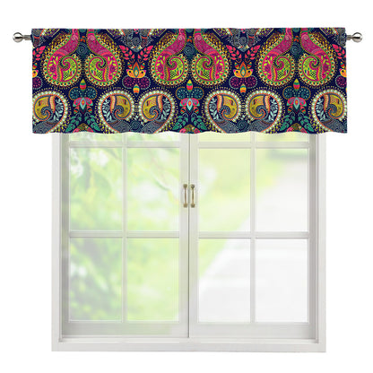 Colorful Boho Paisley Pattern Print Window Valance
