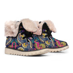 Colorful Boho Paisley Pattern Print Winter Boots