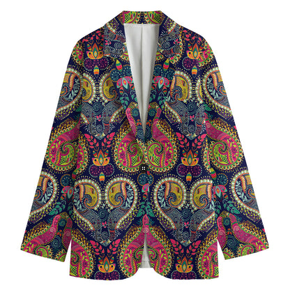 Colorful Boho Paisley Pattern Print Women's Blazer