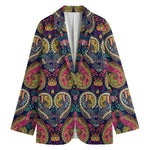 Colorful Boho Paisley Pattern Print Women's Blazer