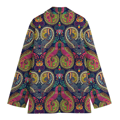 Colorful Boho Paisley Pattern Print Women's Blazer
