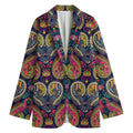 Colorful Boho Paisley Pattern Print Women's Cotton Blazer